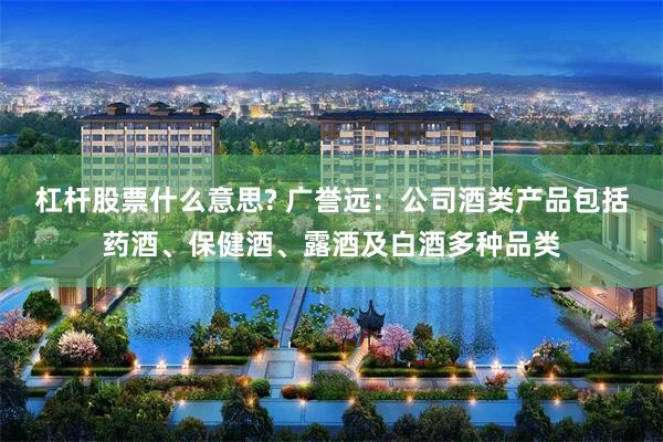 杠杆股票什么意思? 广誉远：公司酒类产品包括药酒、保健酒、露酒及白酒多种品类