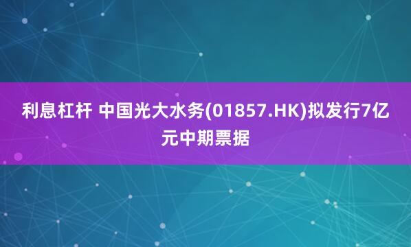 利息杠杆 中国光大水务(01857.HK)拟发行7亿元中期票据